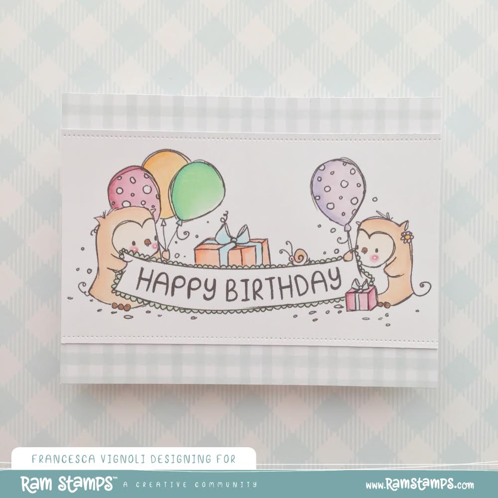 'Birthday Owls' Digital Stamp