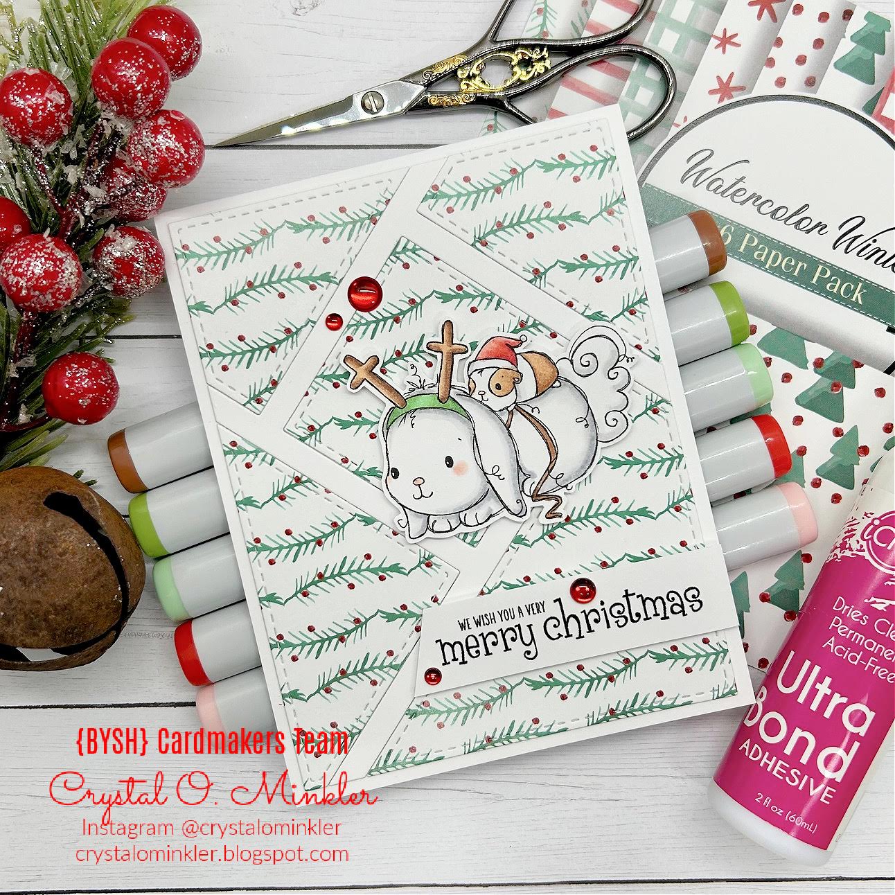 'Bunny & Guinea: Reindeer Ride' Digital Stamp