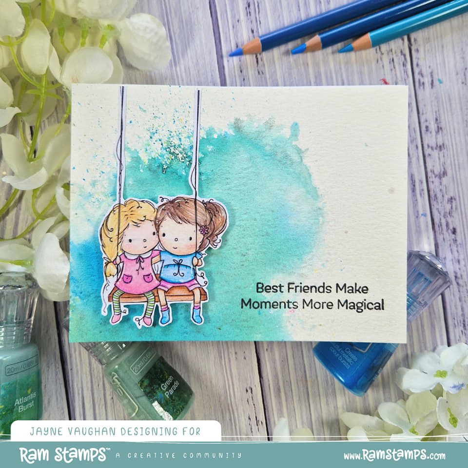 'Swinging Friends (Girls)' Digital Stamp