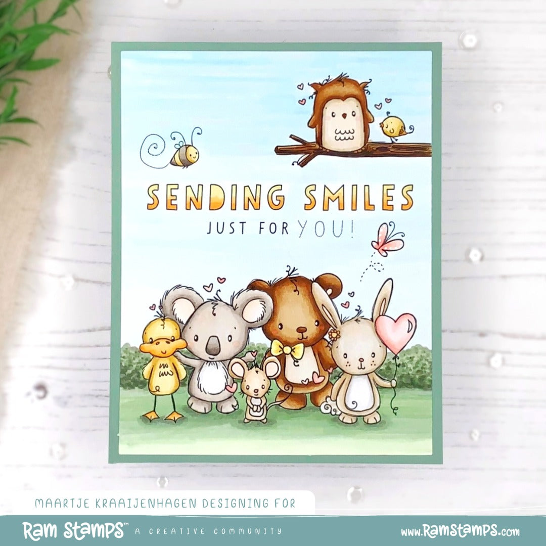 'Animal Greeting' 6 Mini Scene Creator Digital Stamps