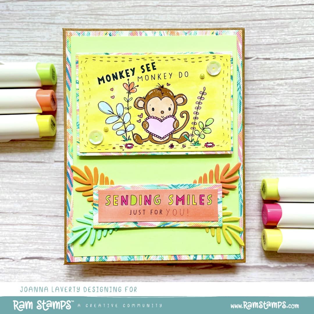 'Monkey Smiles' Mini Scene Creator Digital Stamp