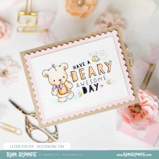 'Beary Awesome Day' Mini Scene Creator Digital Stamp