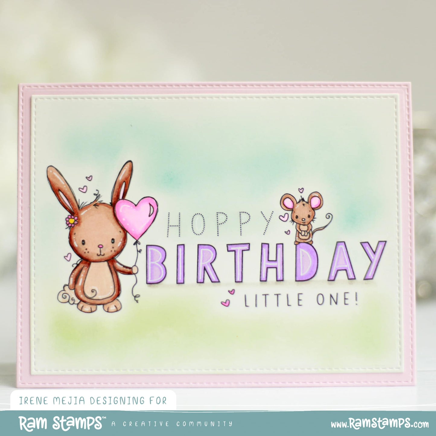 'Hoppy Birthday Bunny' Mini Scene Creator Digital Stamp