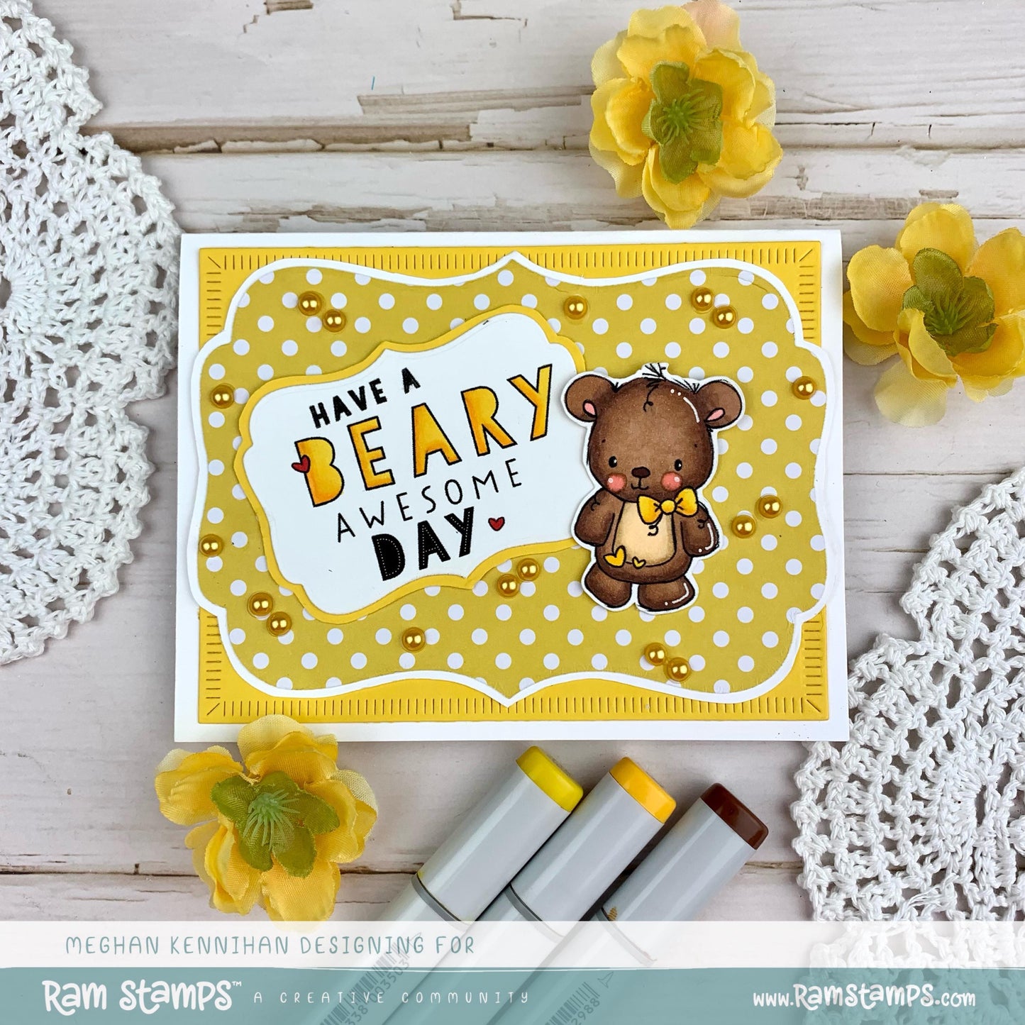 'Beary Awesome Day' Mini Scene Creator Digital Stamp