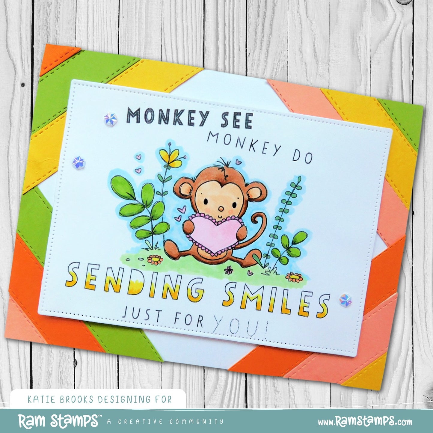 'Monkey Smiles' Mini Scene Creator Digital Stamp