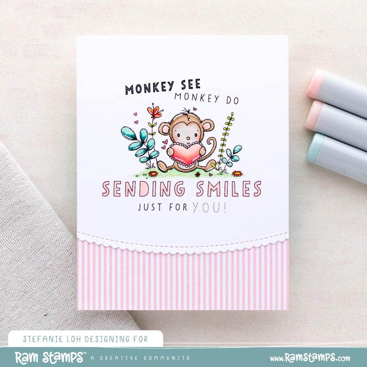 'Monkey Smiles' Mini Scene Creator Digital Stamp