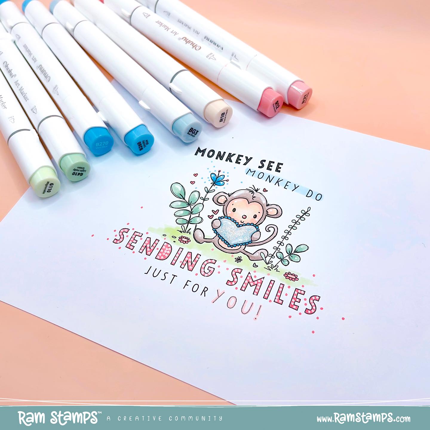 'Monkey Smiles' Mini Scene Creator Digital Stamp