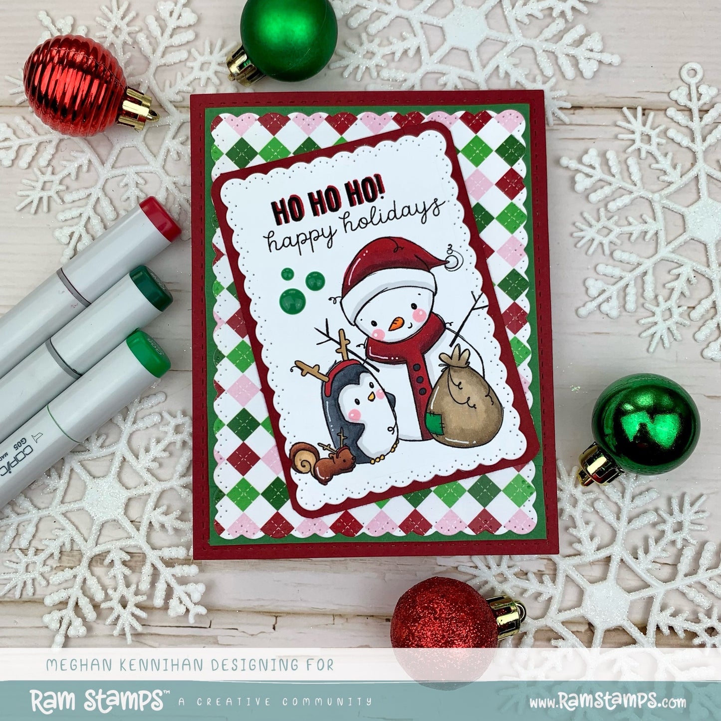 'Penguin & Snowman: Santa Snowman' Digital Stamp