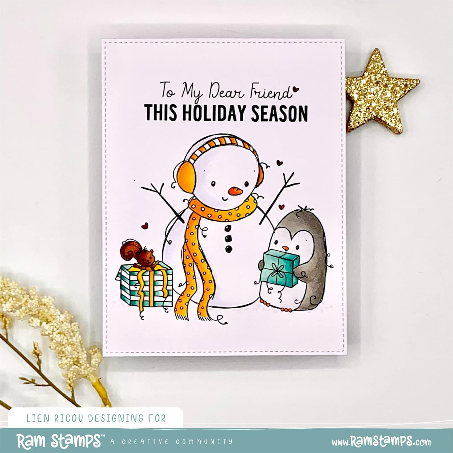 'Penguin & Snowman: Christmas Gifts' Digital Stamp