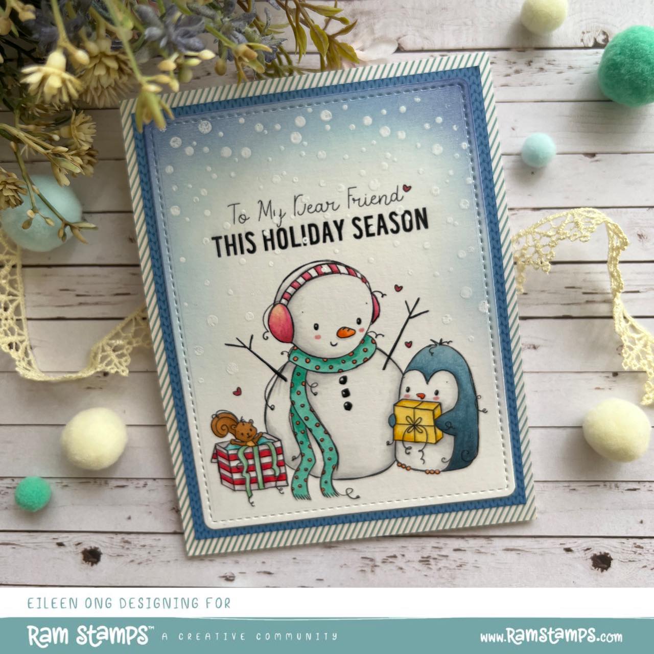 'Penguin & Snowman: Christmas Gifts' Digital Stamp