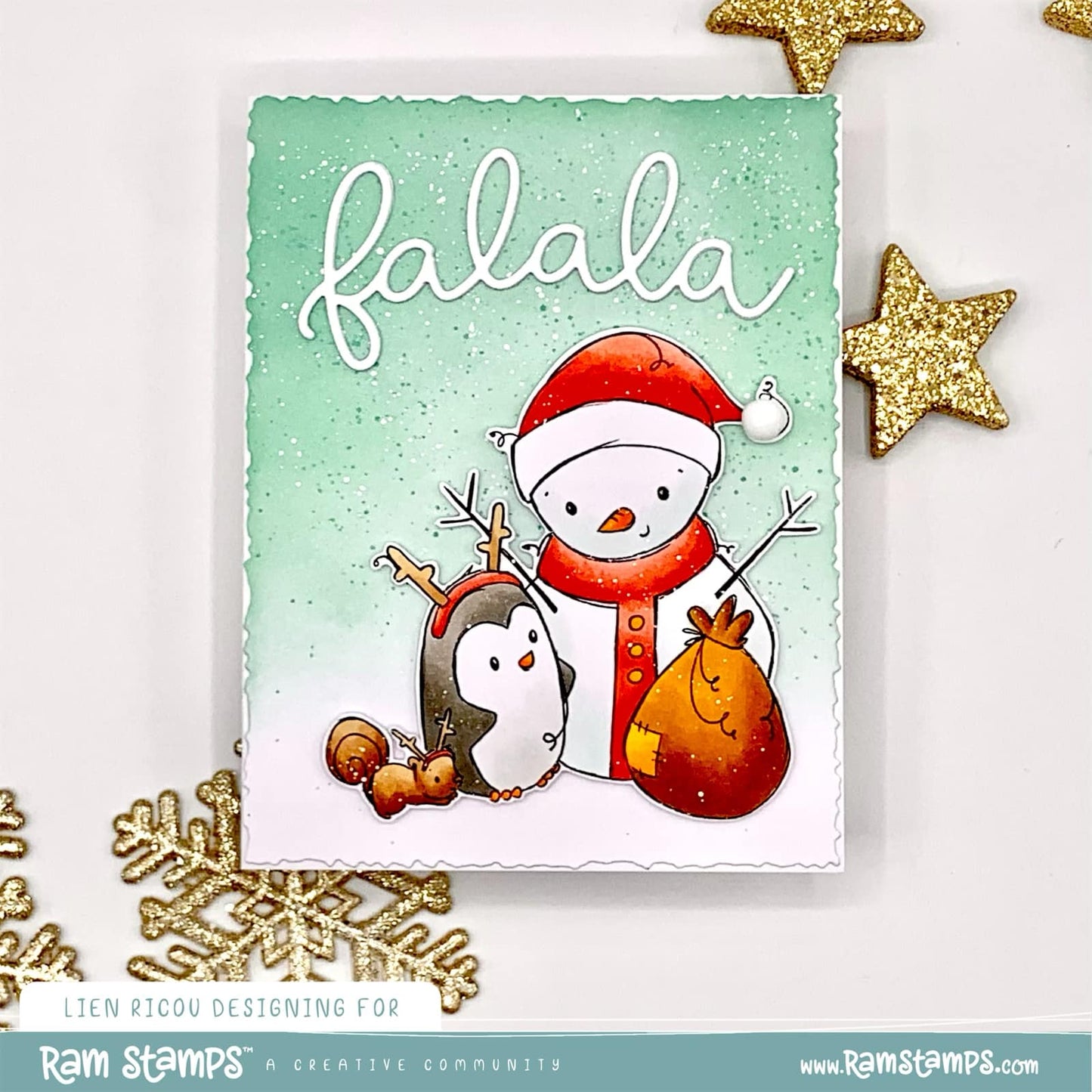 'Penguin & Snowman: Santa Snowman' Digital Stamp