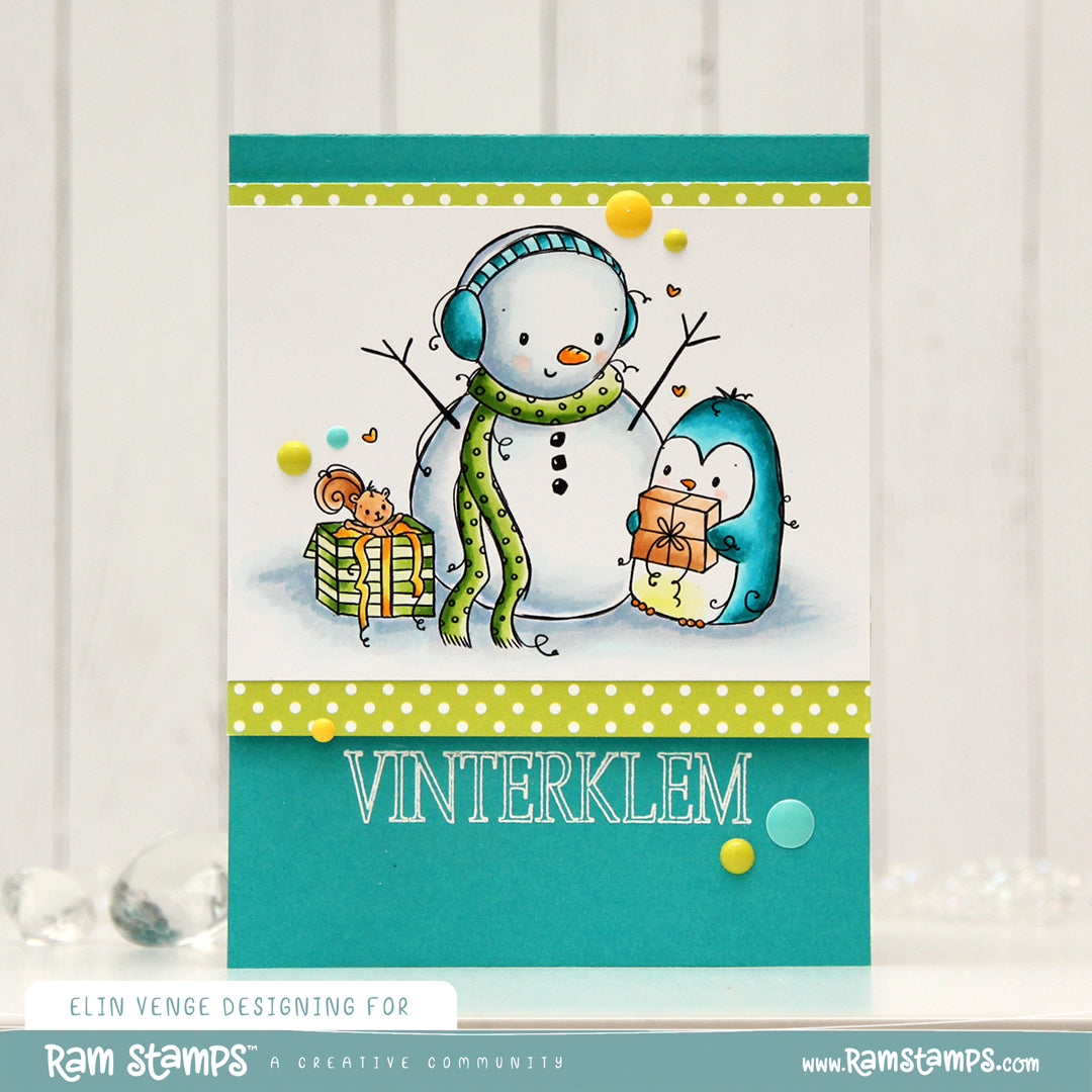 'Penguin & Snowman: Christmas Gifts' Digital Stamp