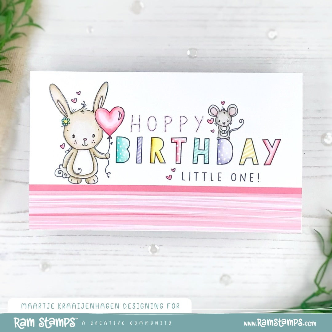 'Hoppy Birthday Bunny' Mini Scene Creator Digital Stamp