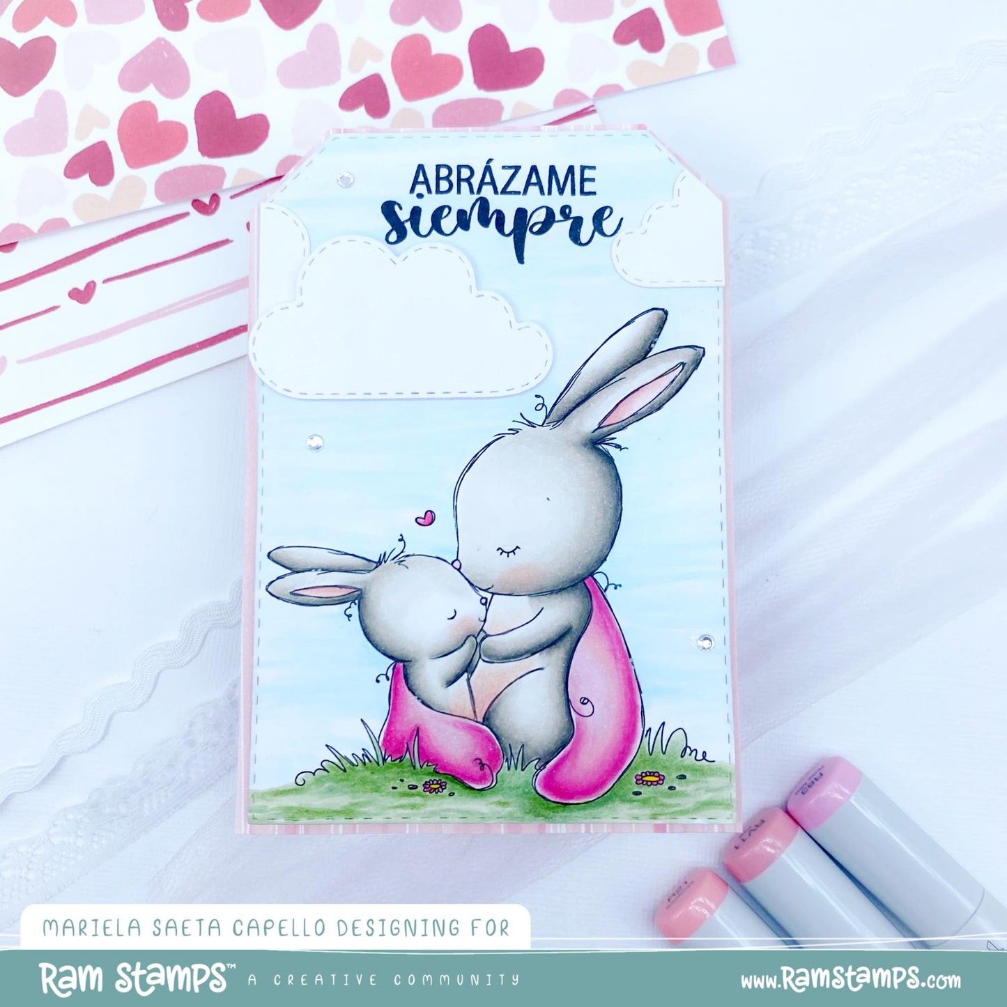 'Mother and Baby Bunny' Digital Stamp