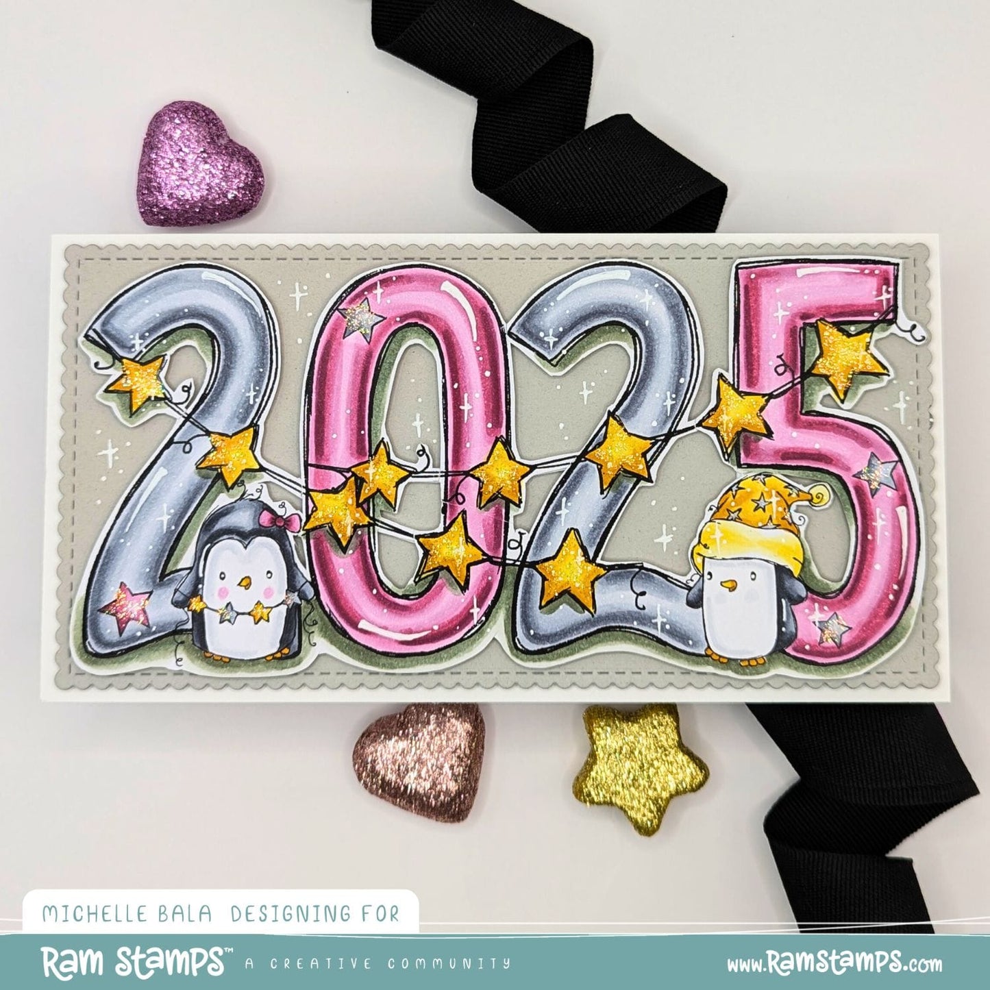 'Christmas Penguins' Scene Creator Digital Stamp