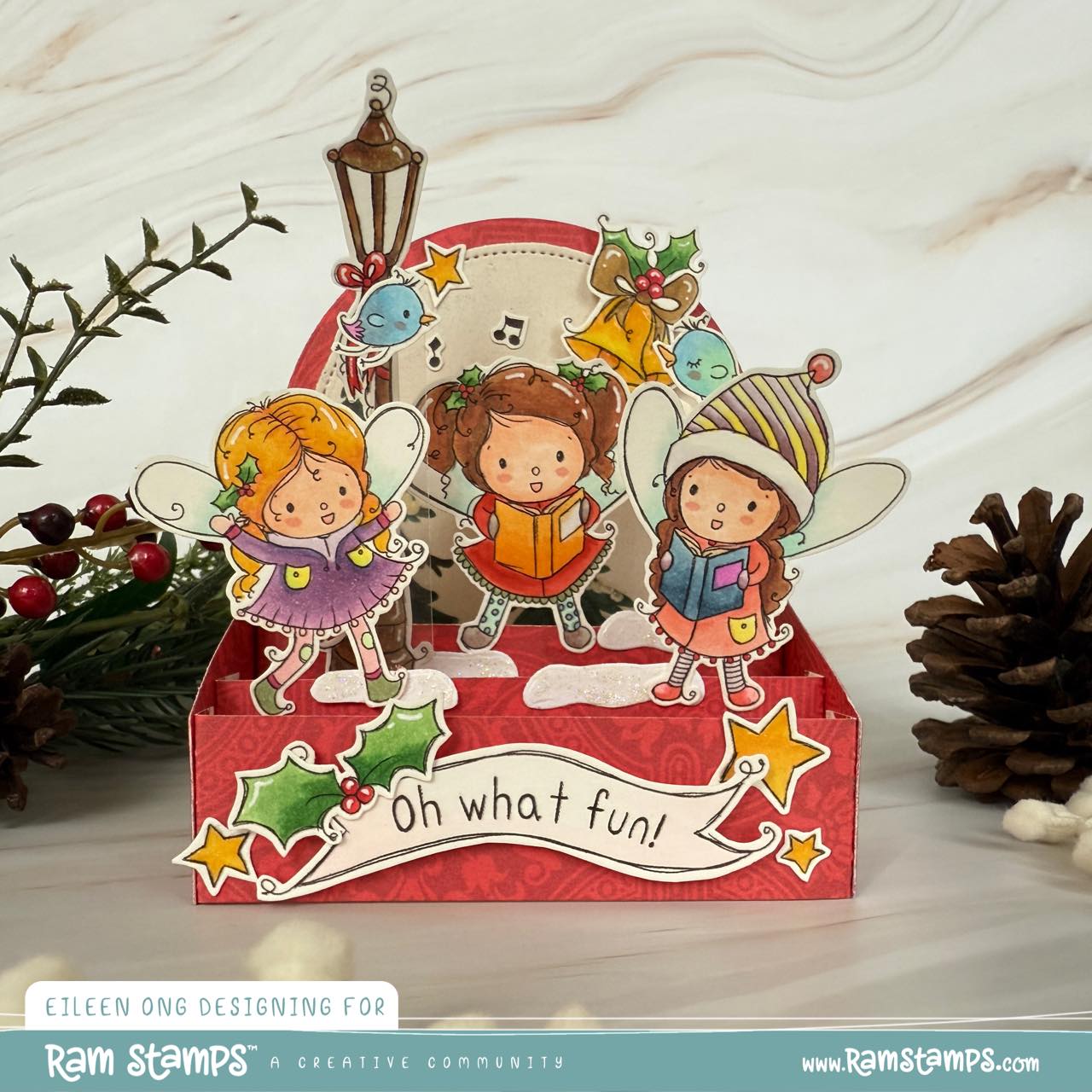 'Fairy Christmas Carols' Scene Creator Digital Stamp