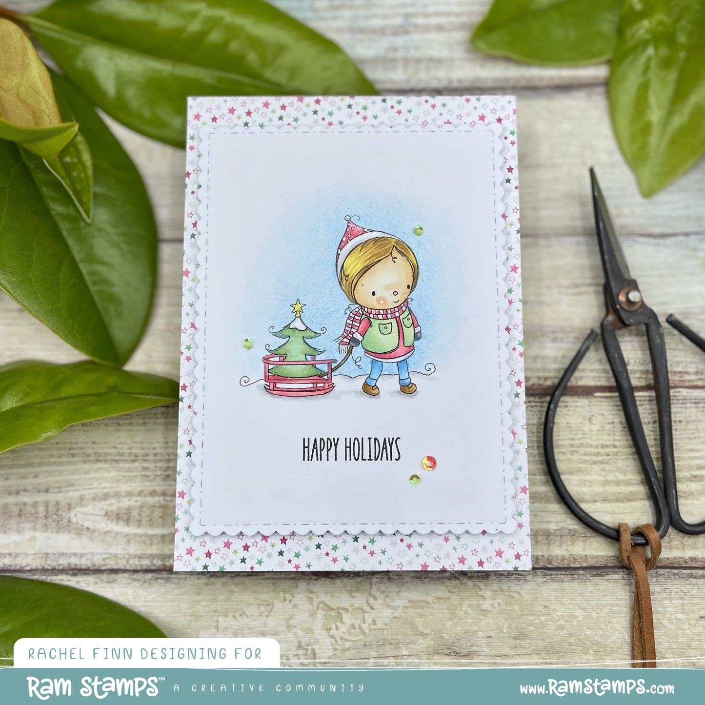 'The Little Sled' Christmas Digital Stamp