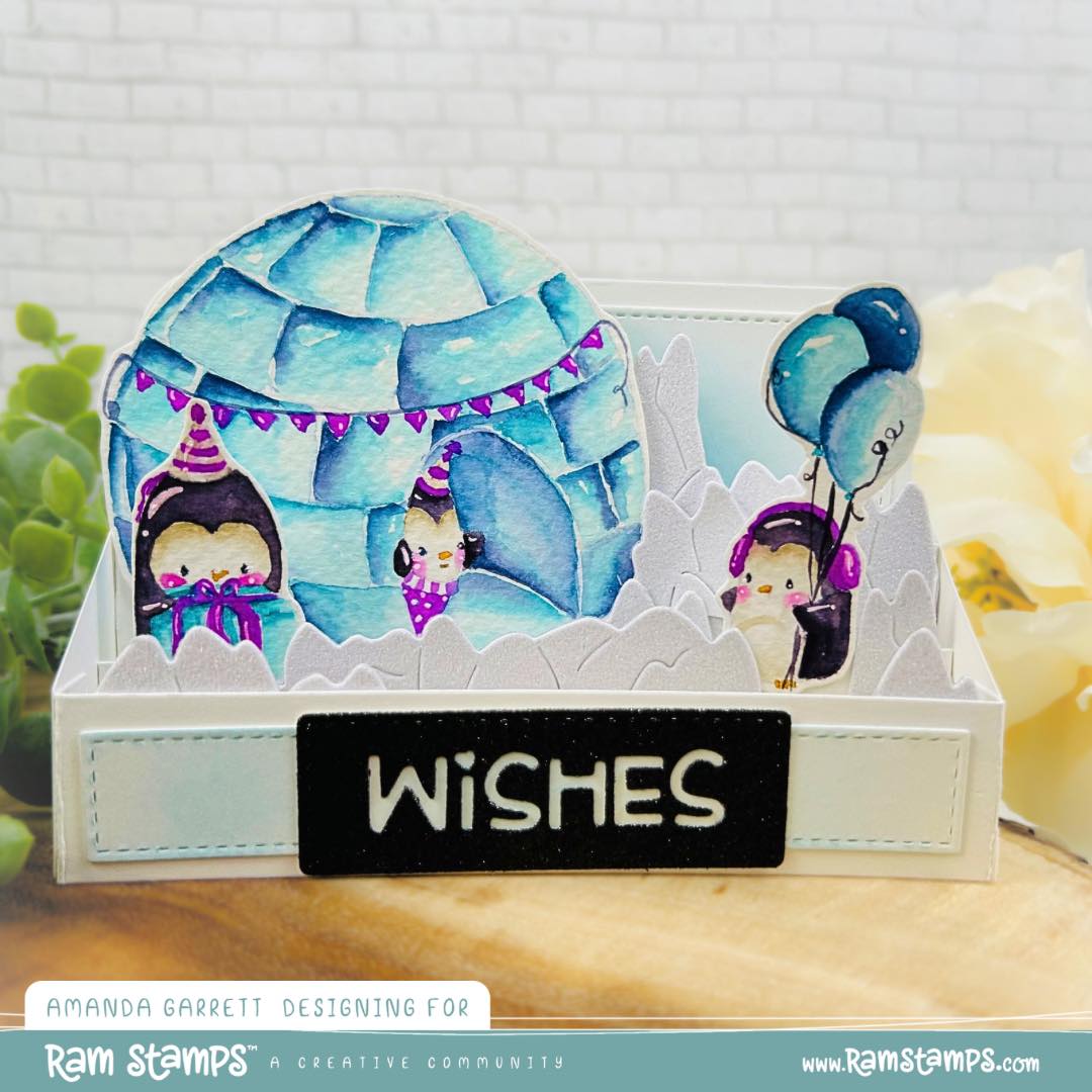 'Penguin Party' Scene Creator Digital Stamp