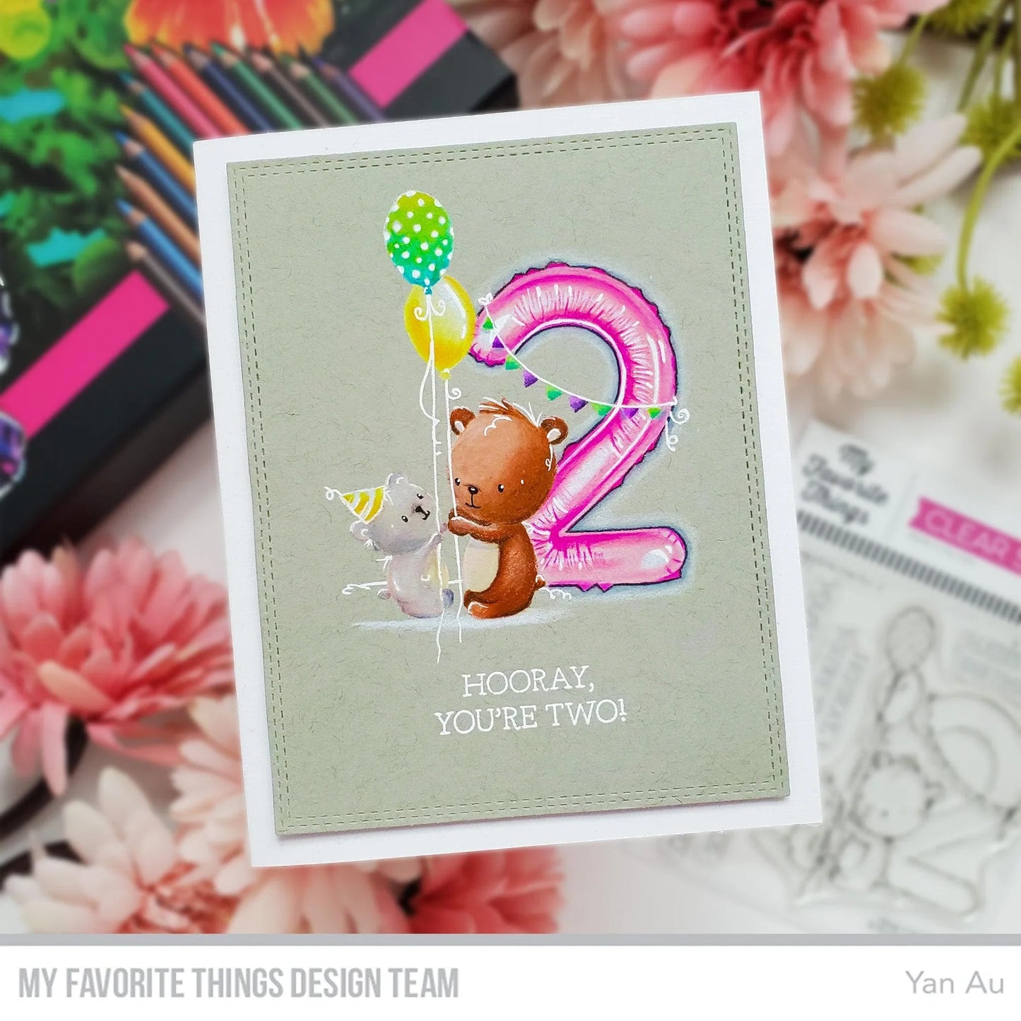 'Animal Number: Two Bears' Digital Stamp