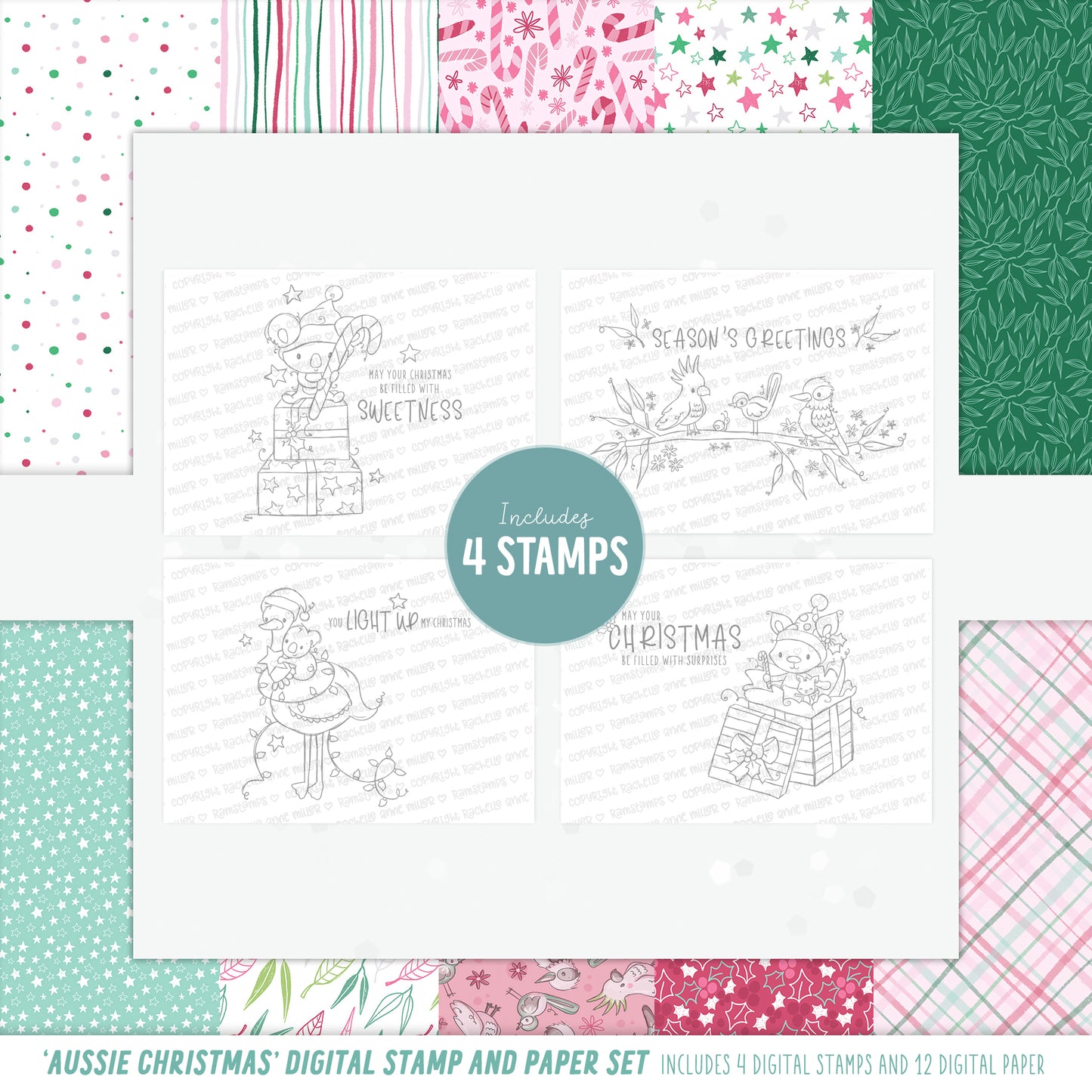 'Aussie Christmas' Digital Stamp & Paper Set