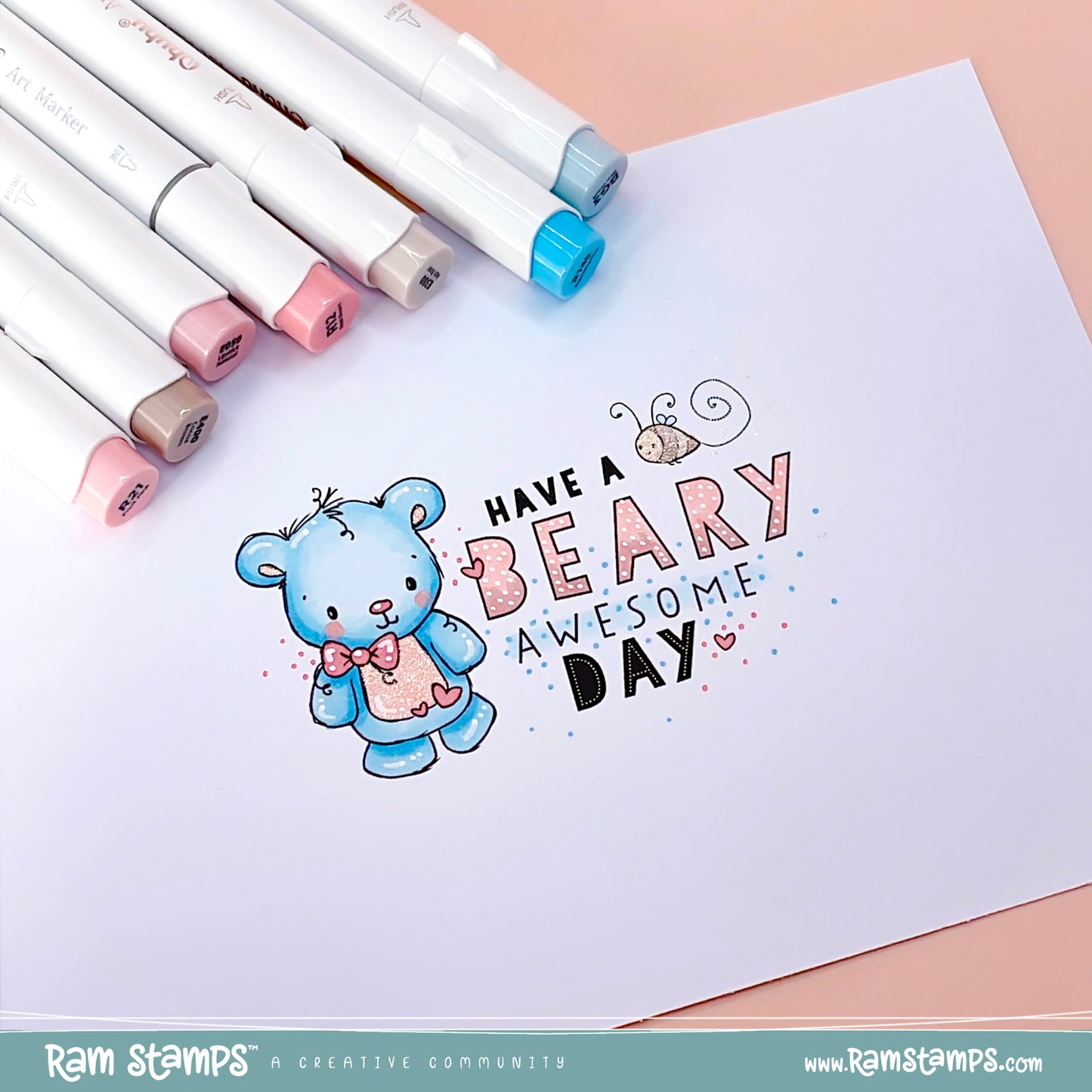 'Beary Awesome Day' Mini Scene Creator Digital Stamp