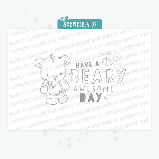 'Beary Awesome Day' Mini Scene Creator Digital Stamp