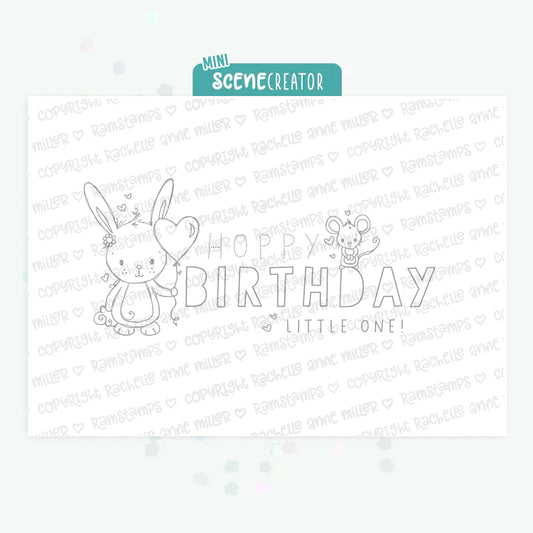 'Hoppy Birthday Bunny' Mini Scene Creator Digital Stamp