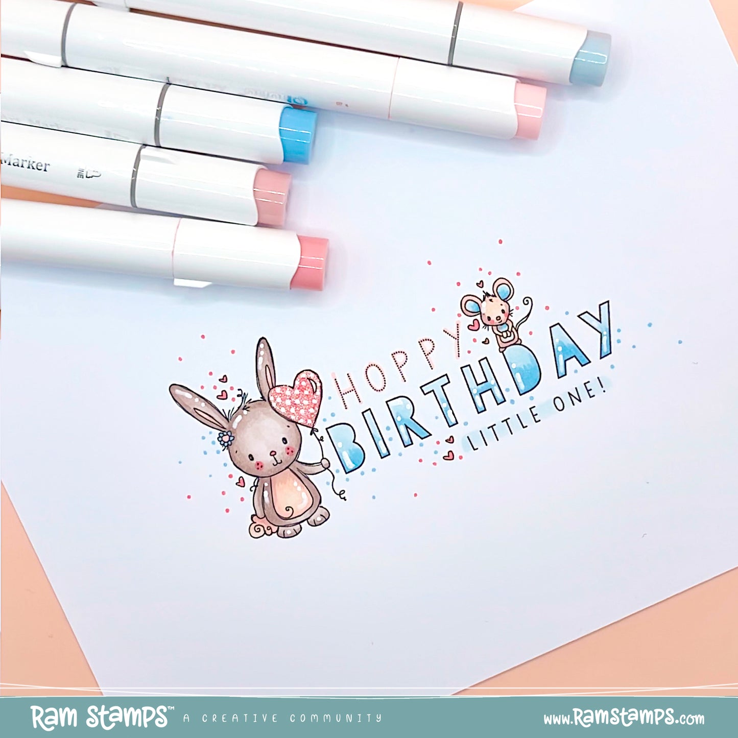 'Hoppy Birthday Bunny' Mini Scene Creator Digital Stamp