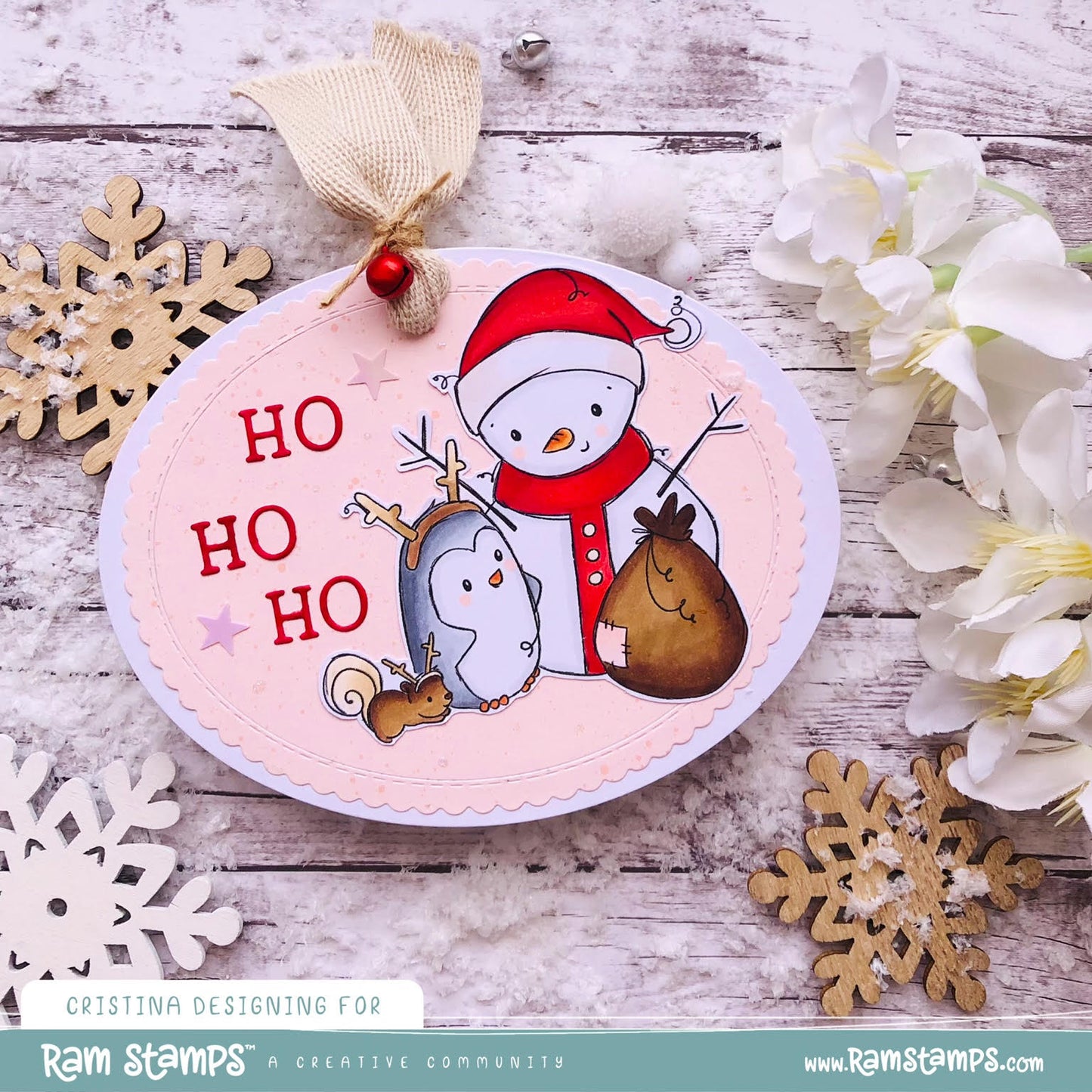 'Penguin & Snowman: Santa Snowman' Digital Stamp