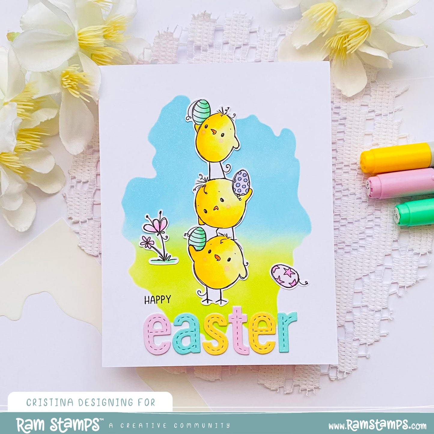 'Stacked Chicks' Digital Stamp