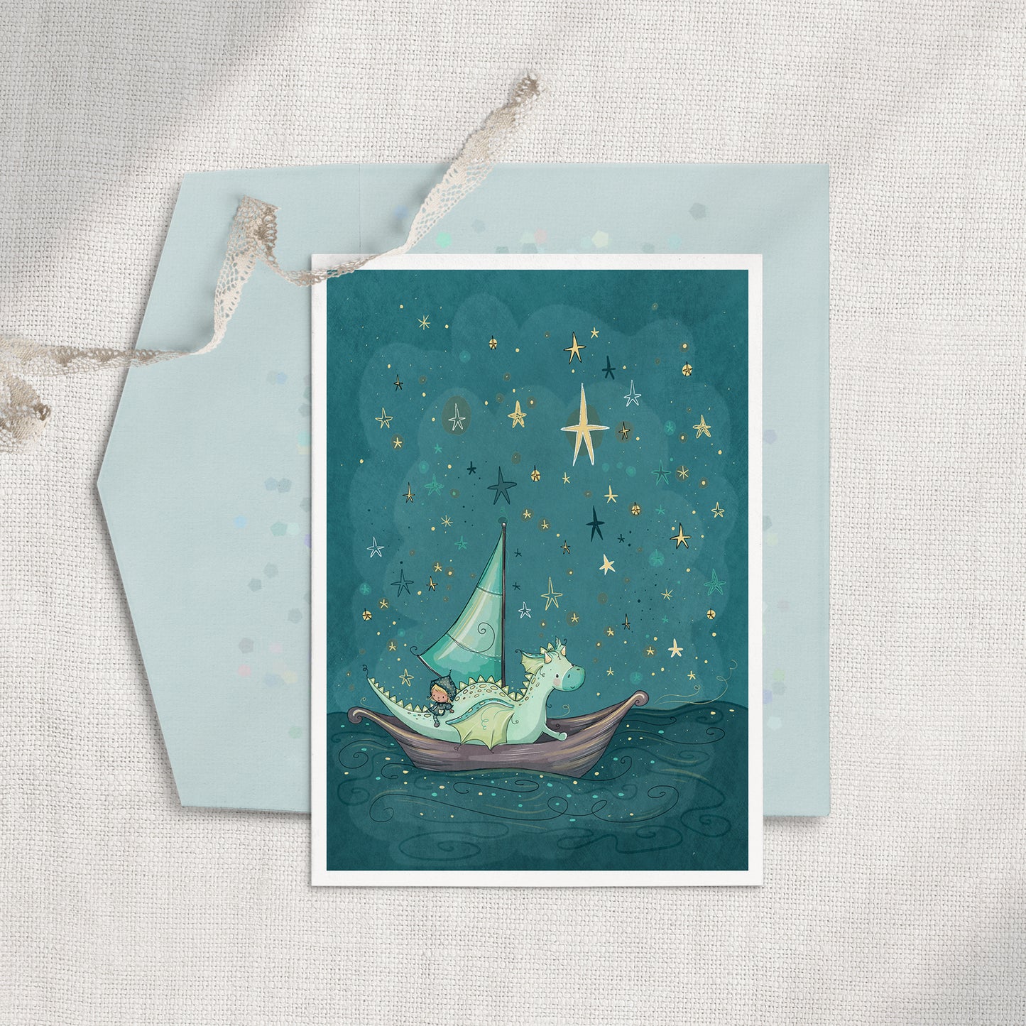 My Favourite Dragon (Girl) 5x7 Greeting Card