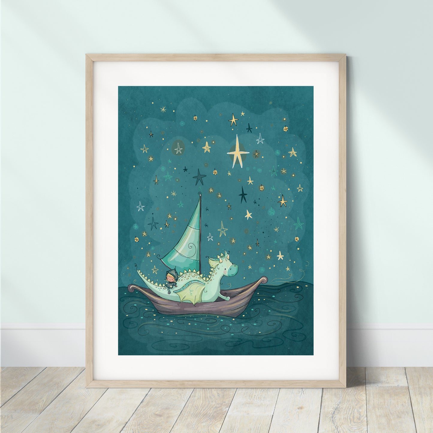 'My Favourite Dragon (Girl)' Children's Wall Art Print