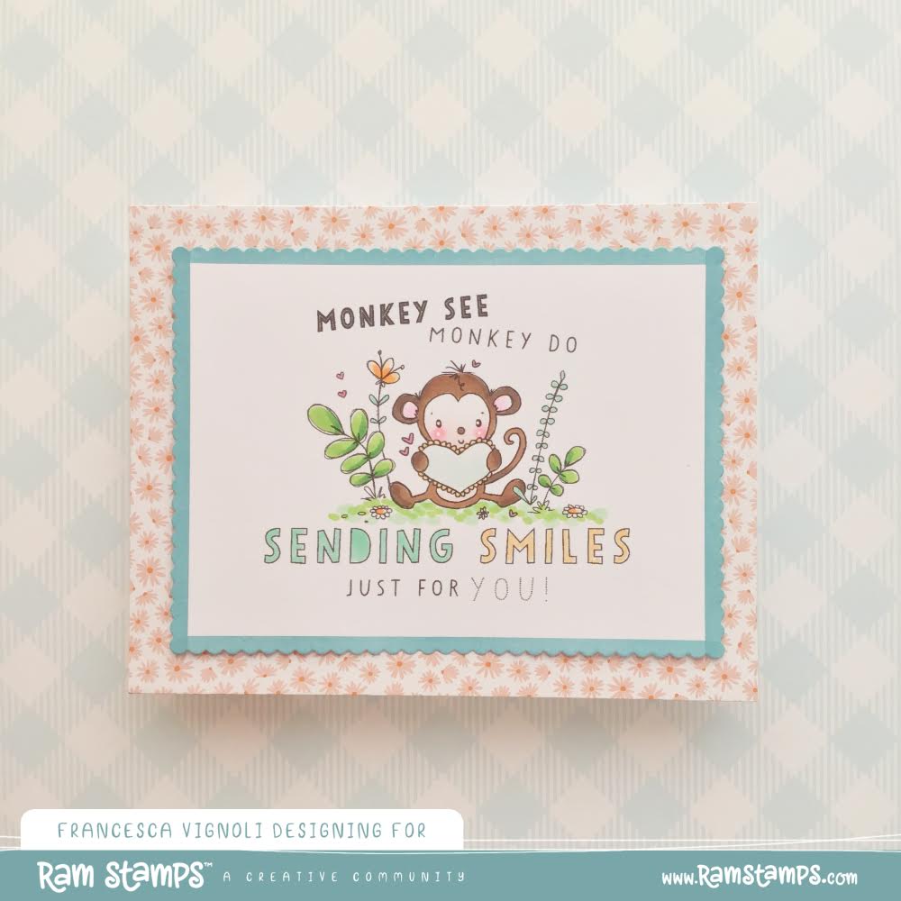 'Monkey Smiles' Mini Scene Creator Digital Stamp