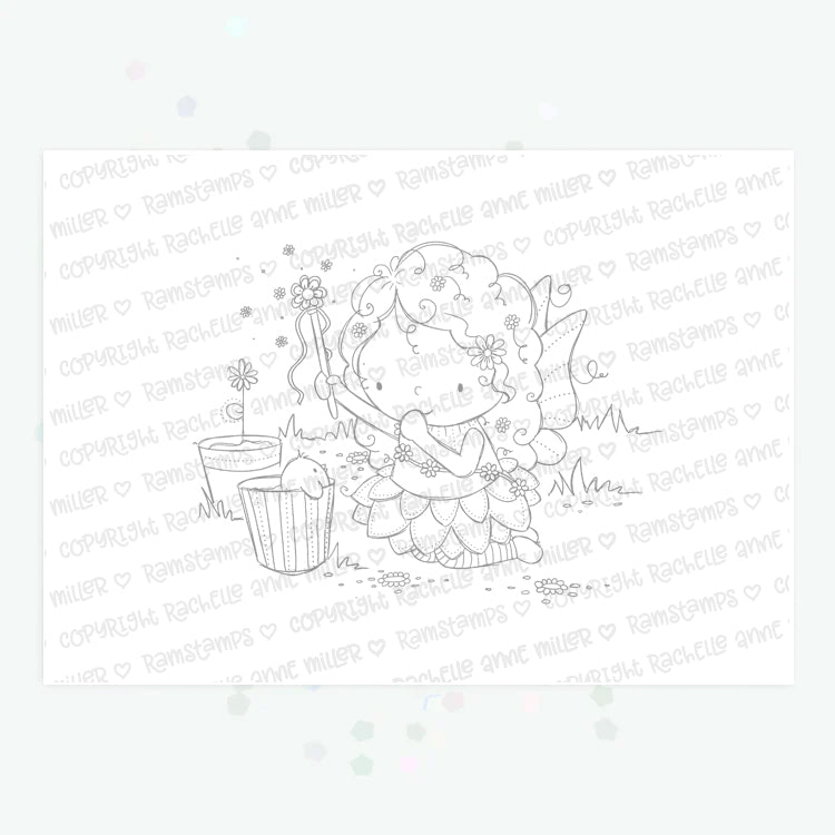 'Fairy & Birdy: Garden Pot' Digital Stamp