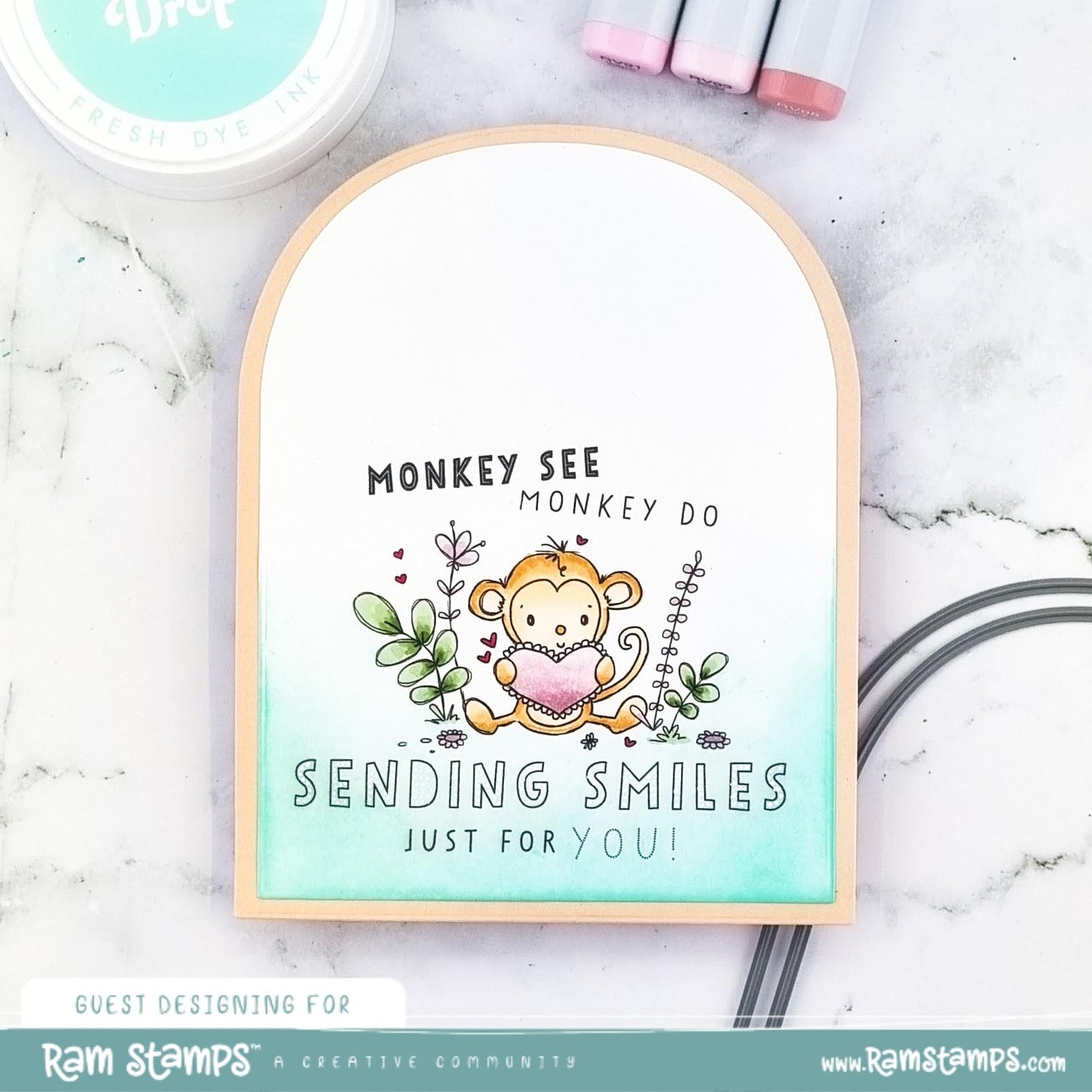 'Monkey Smiles' Mini Scene Creator Digital Stamp