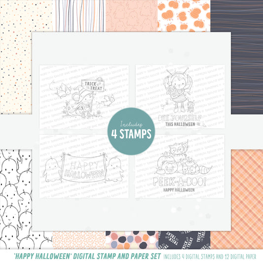 'Happy Halloween' Digital Stamp & Paper Set