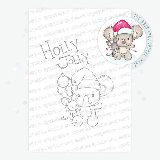 'Holly Jolly Koala' Digital Stamp & Full Colour Graphic