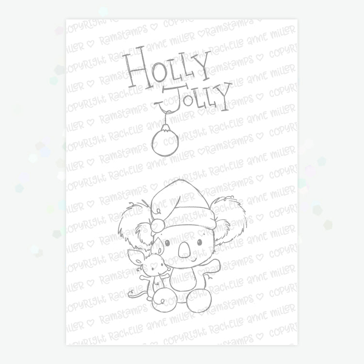 'Holly Jolly Koala' Digital Stamp & Full Colour Graphic