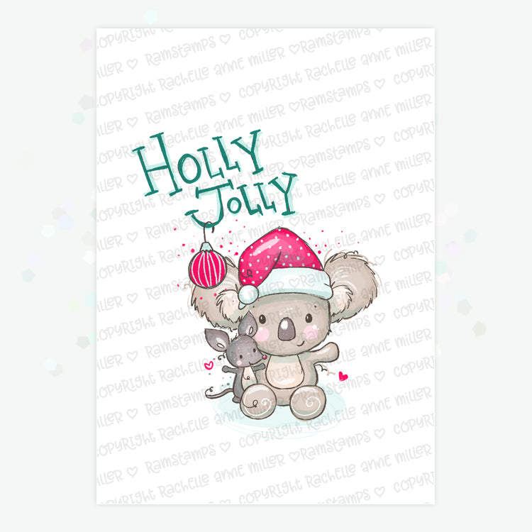 'Holly Jolly Koala' Digital Stamp & Full Colour Graphic