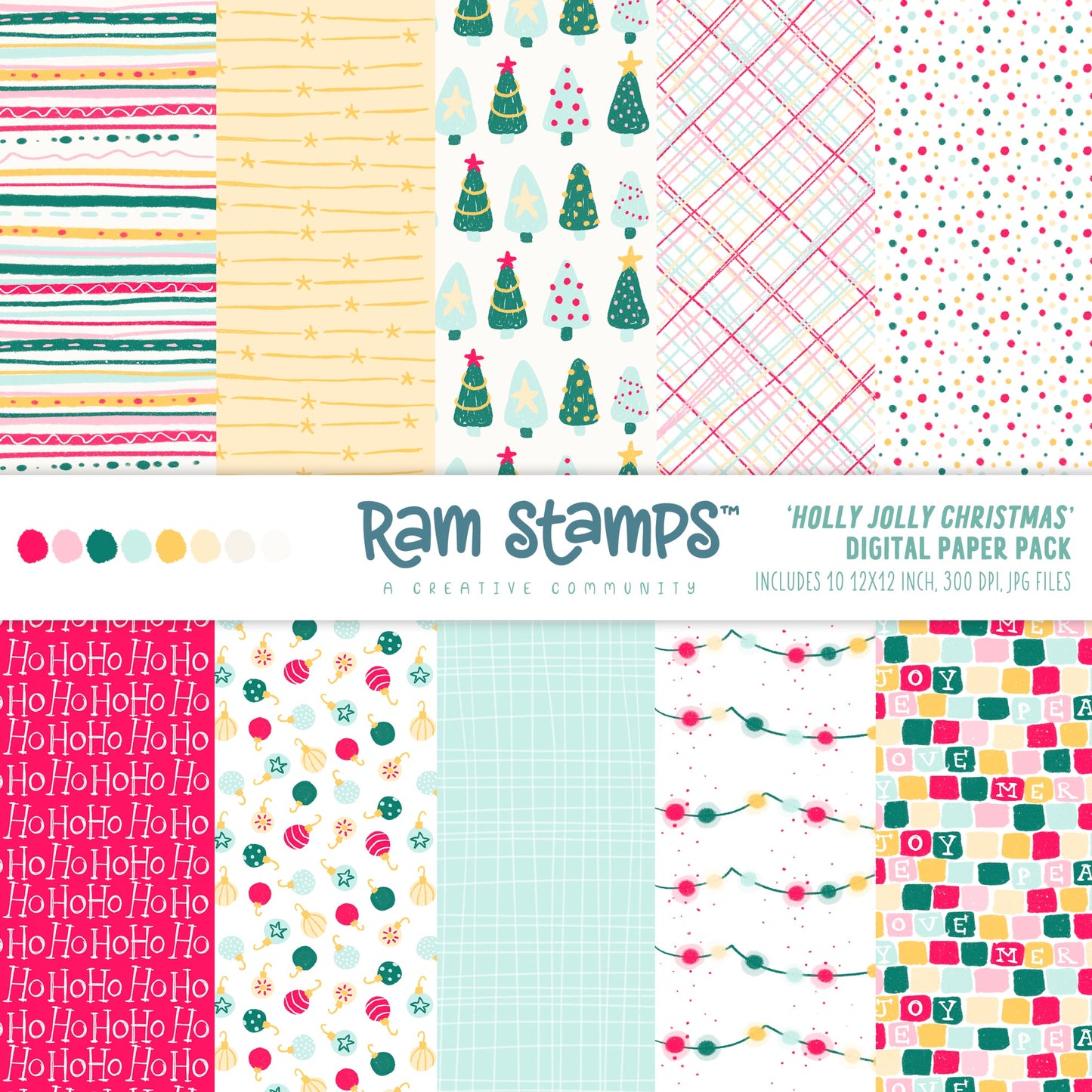 'Holly Jolly Christmas' Digital Stamp & Paper Set