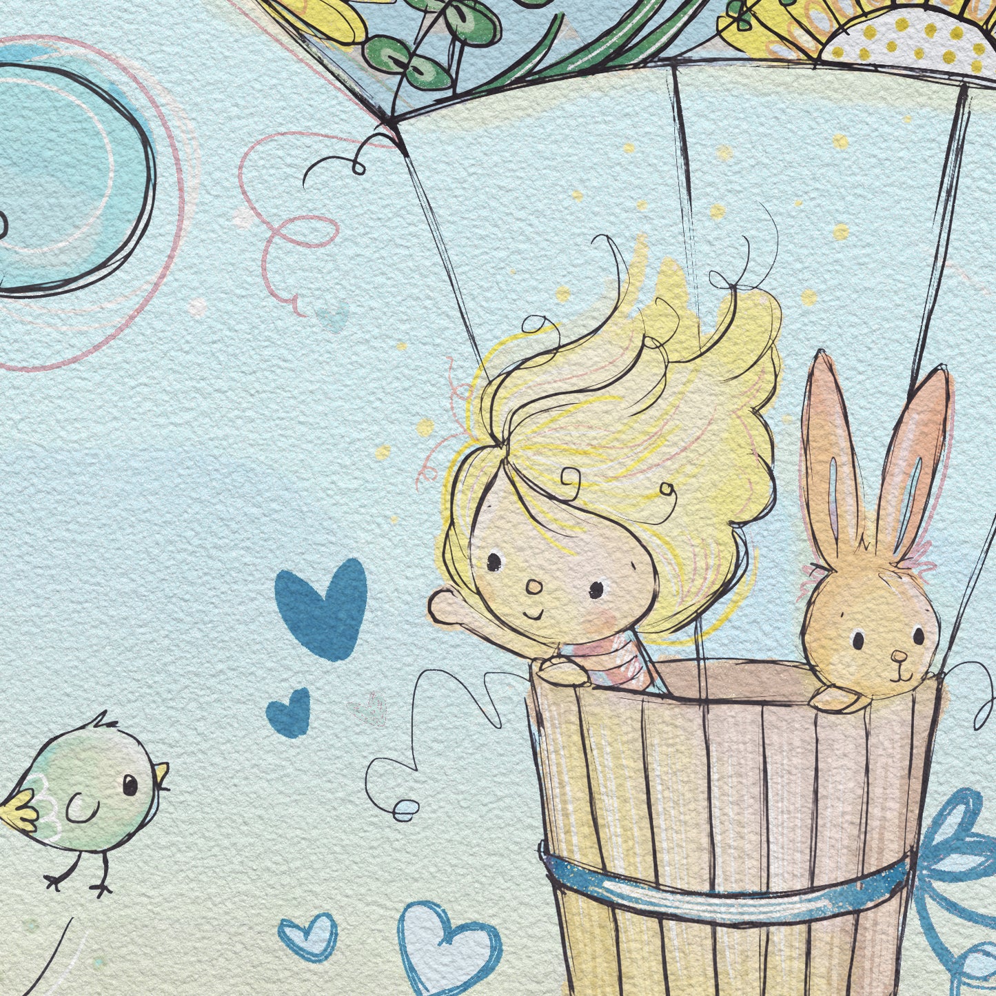 'Hot Air Balloon (Blue)' Children's Wall Art Print