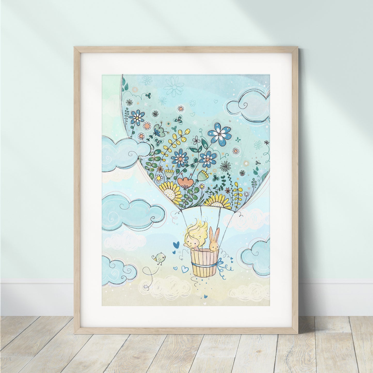 'Hot Air Balloon (Blue)' Children's Wall Art Print