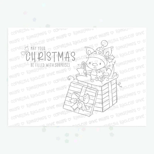 'Kangaroo Christmas Surprise' Digital Stamp