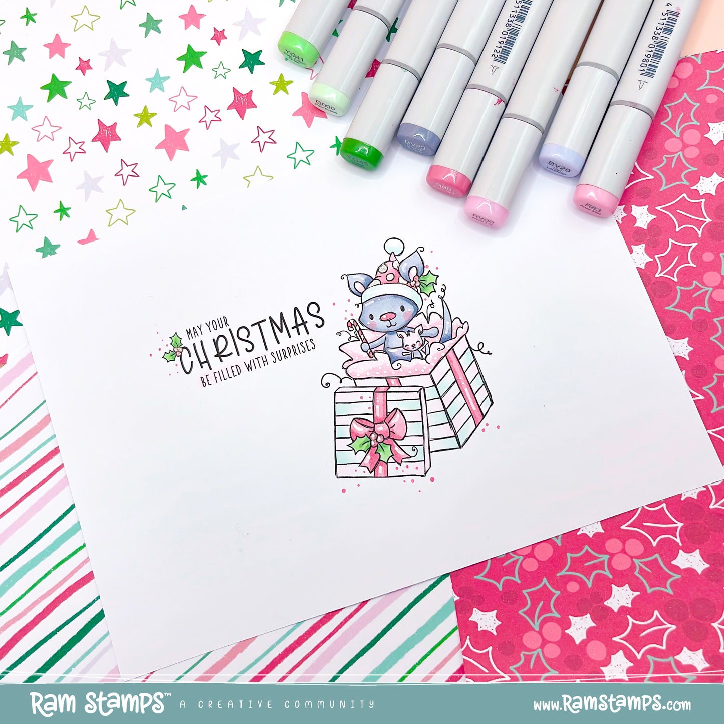 'Kangaroo Christmas Surprise' Digital Stamp