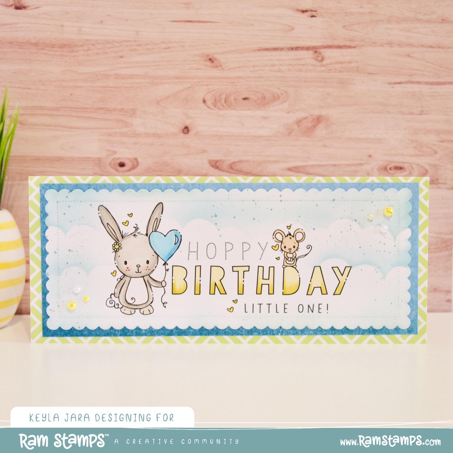 'Hoppy Birthday Bunny' Mini Scene Creator Digital Stamp