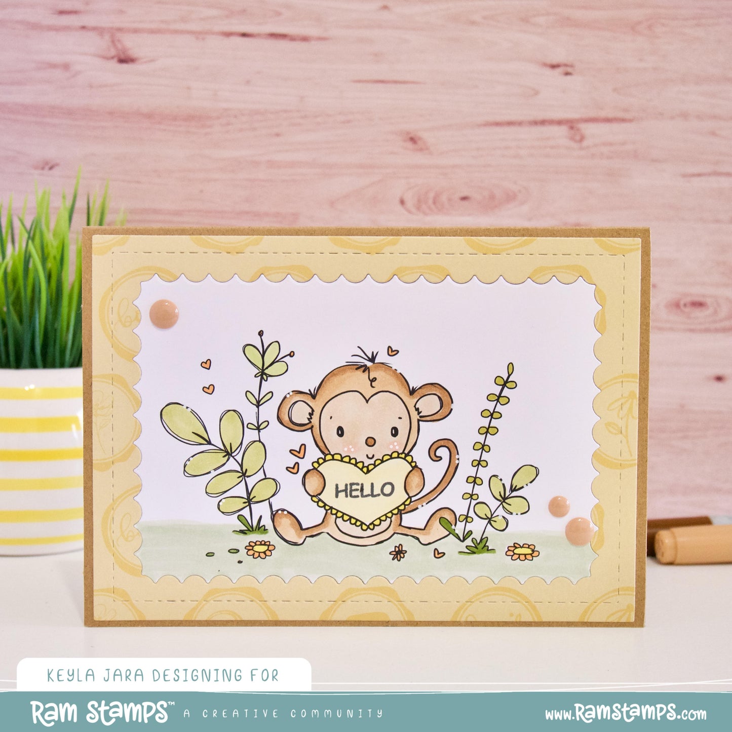 'Monkey Smiles' Mini Scene Creator Digital Stamp