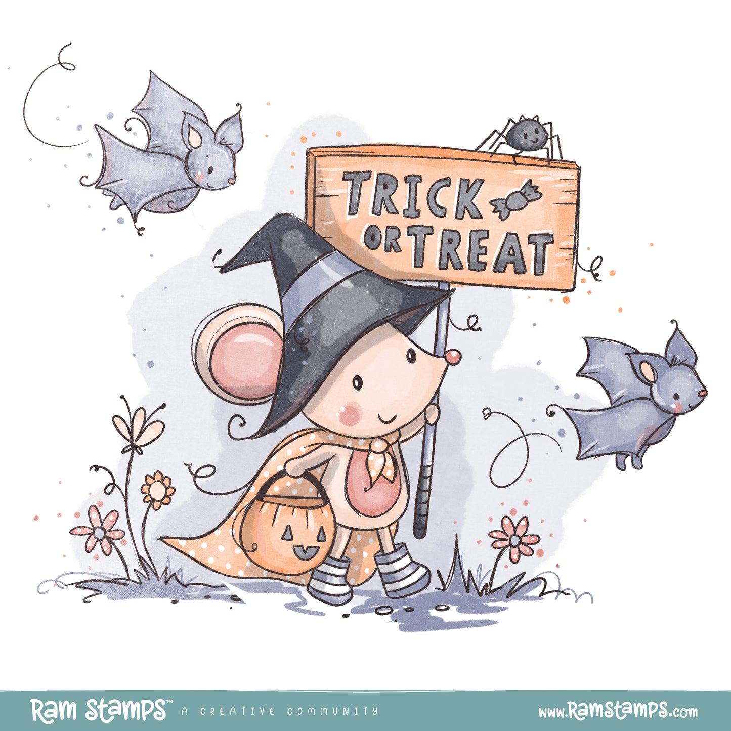 'Trick or Treat Mouse' Digital Stamp