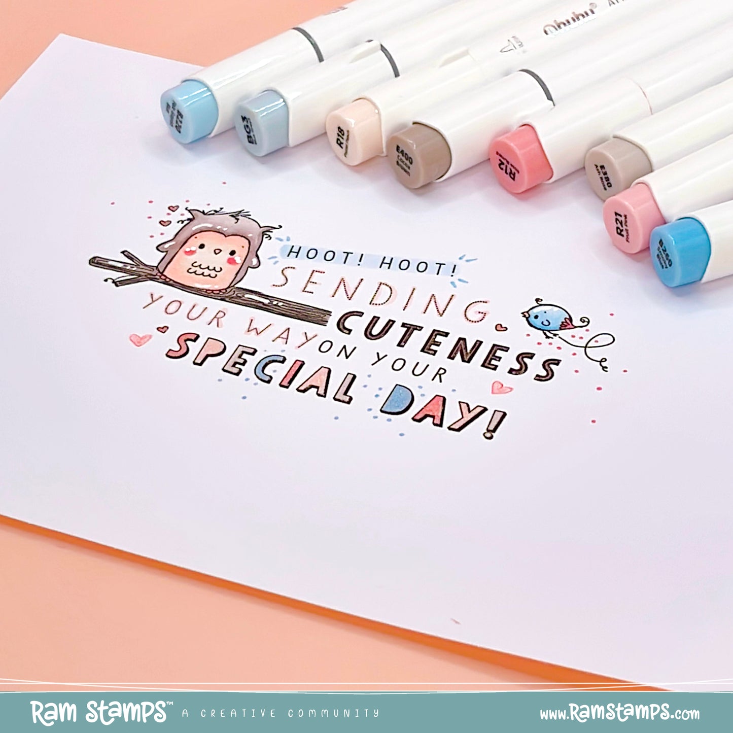 'Special Day Owl' Mini Scene Creator Digital Stamp