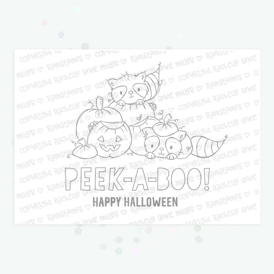 'Peekaboo Raccoons' Digital Stamp