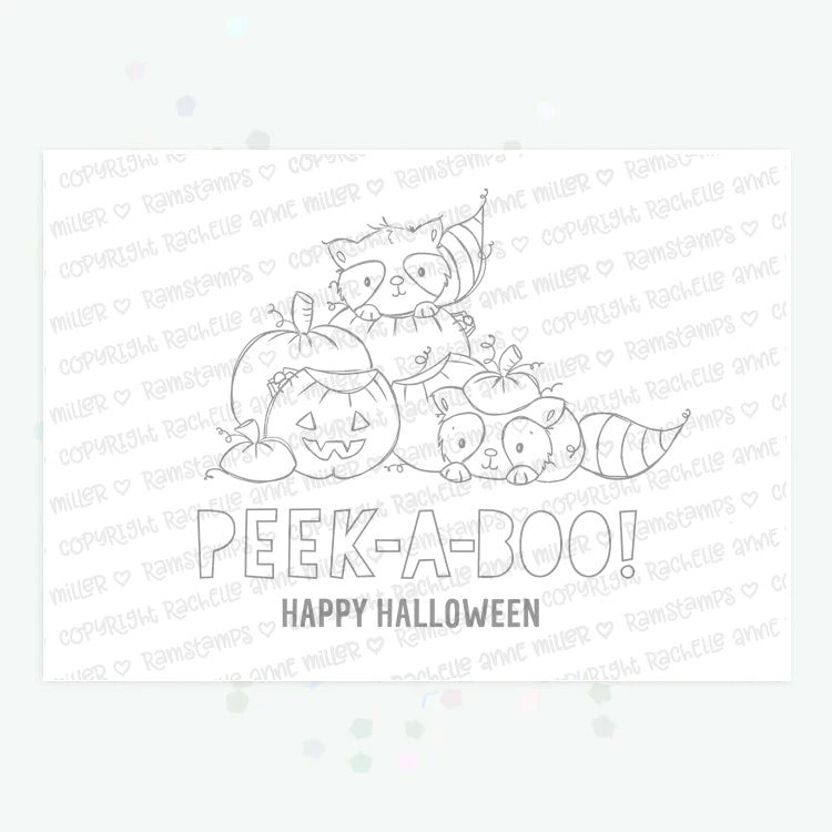 'Peekaboo Raccoons' Digital Stamp